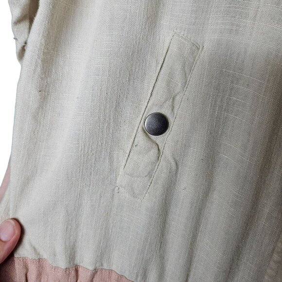 Blu Pepper anthropologie Two-Tone Linen-Blend Jacket With Drawstring Waist Sz‎ L - Picture 7 of 14